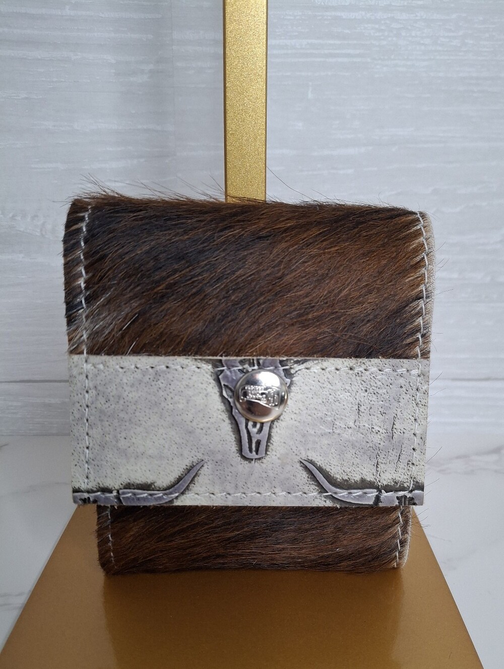 Dancing Cactus Designs Hair-On Cowhide Leather Trifold Wallet Made in USA NWOT
